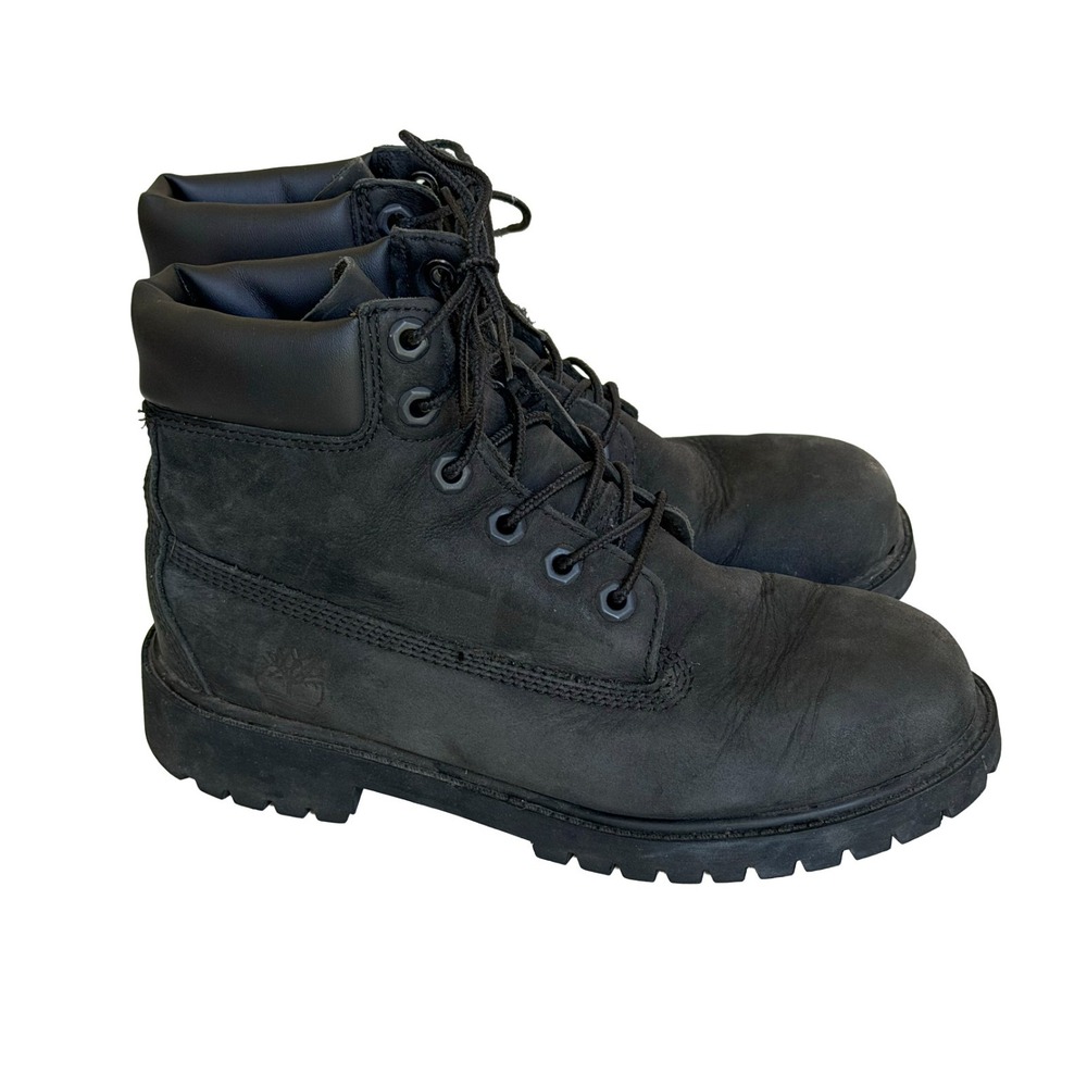 Timberland Premium 6 Inch Waterproof Boots Junior US 4 M Black Nubuck Leather